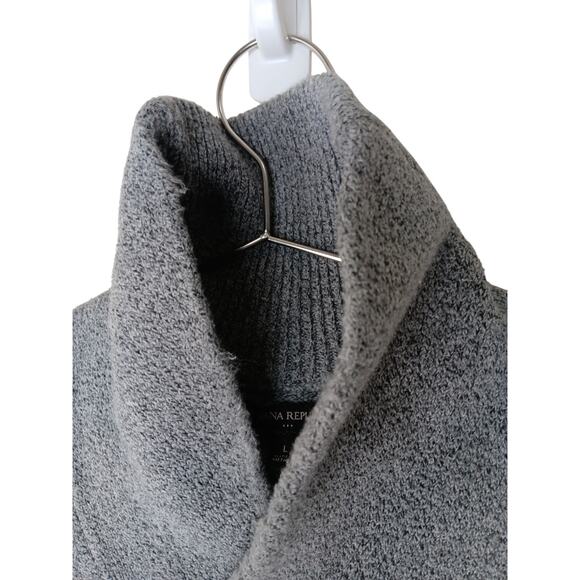 Banana Republic Gray Shawl Collar Pullover Sweater Men’s Large Textured Knit - Picture 6 of 12